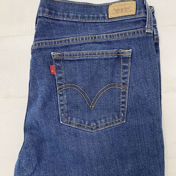 Levi 505 Straight Leg Women's  Mid Rise Stretch Denim Blue Jeans No Size Tag - Picture 1 of 15